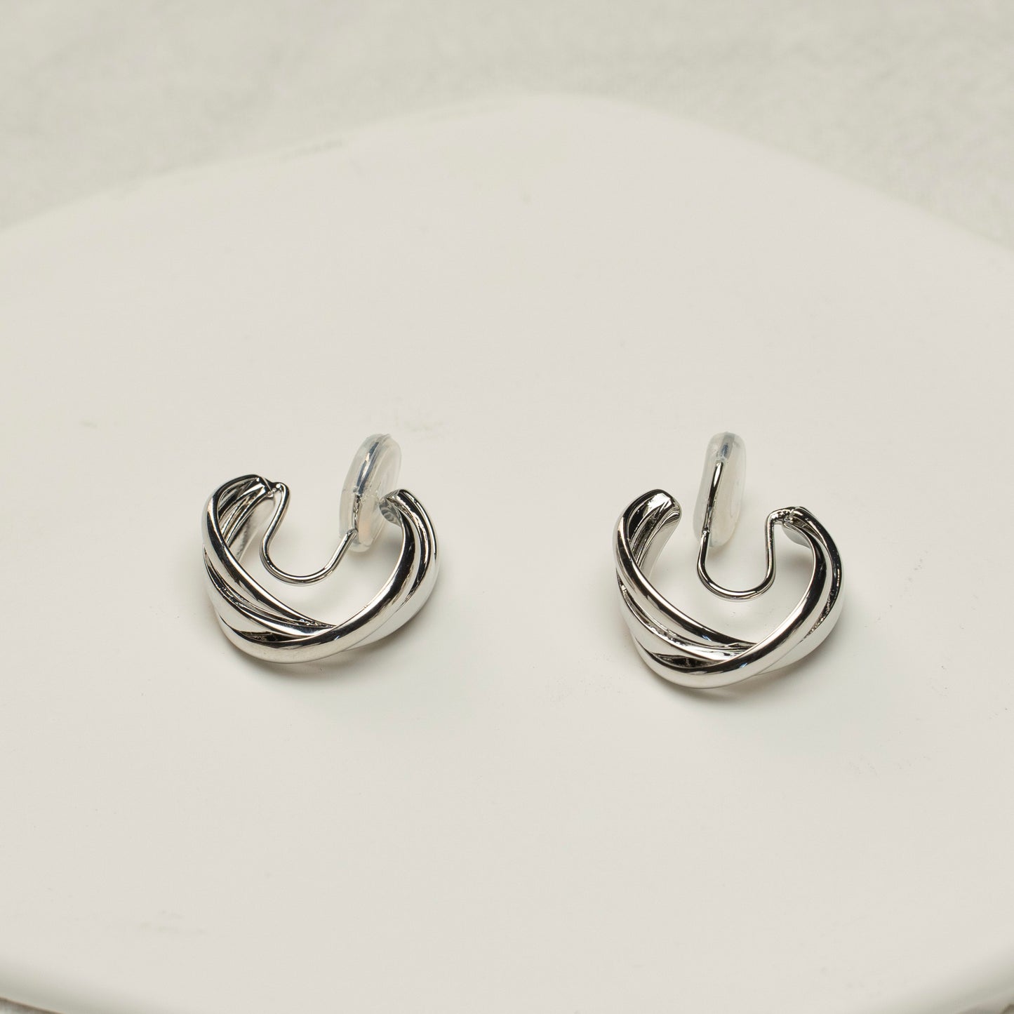 Silver Twist Hoop Clip-On