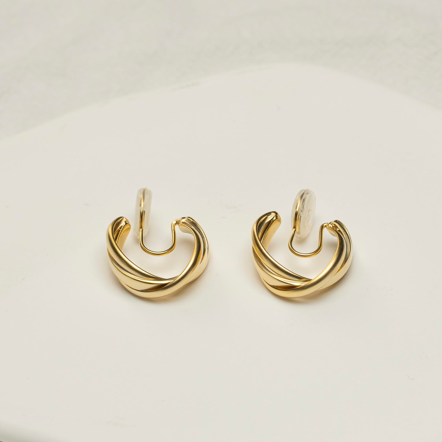 Matte Gold Twist Hoop Clip-On