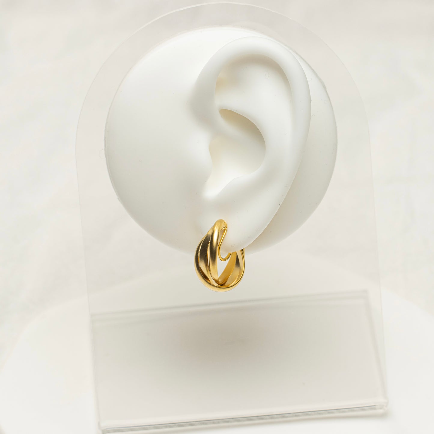 Matte Gold Twist Hoop Clip-On