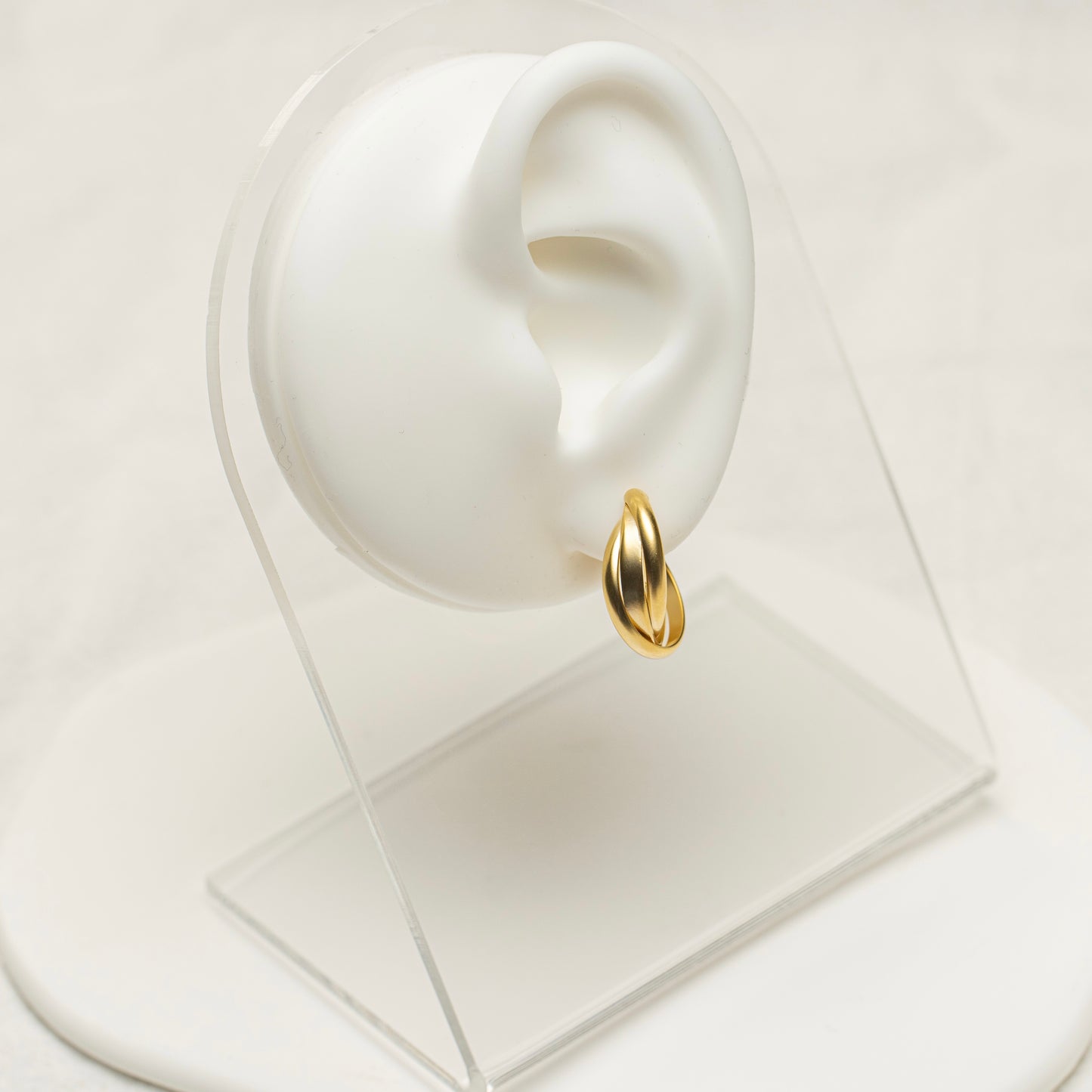 Matte Gold Twist Hoop Clip-On