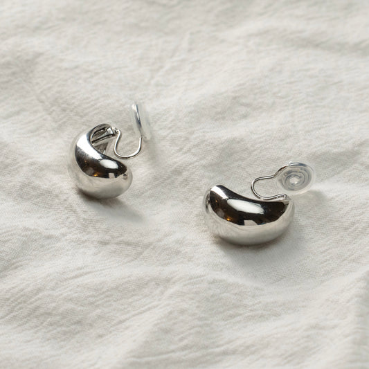 Silver Teardrop Clip On