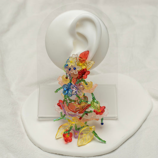 Long Chain Floral Clip-On