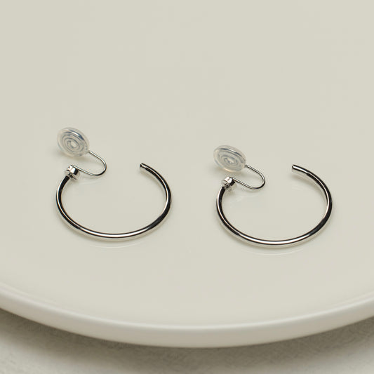 30mm Silver Hoop Clip-On